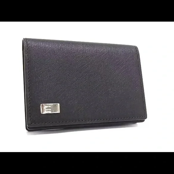 Dunhill Black Leather Wallet with Silver Accent